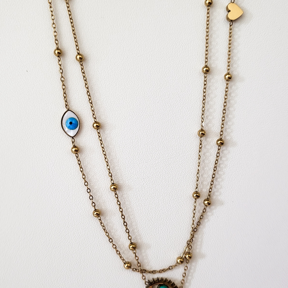 Gold Evil Eye Necklace - Picture 7 of 7